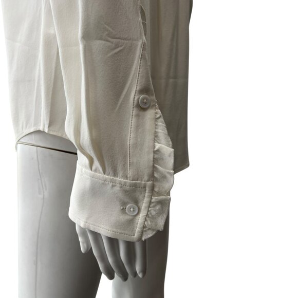 $165 NWT Lilysilk Ivory Crepe Silk Ruffle Shirt Blouse size 2 - Picture 9 of 12